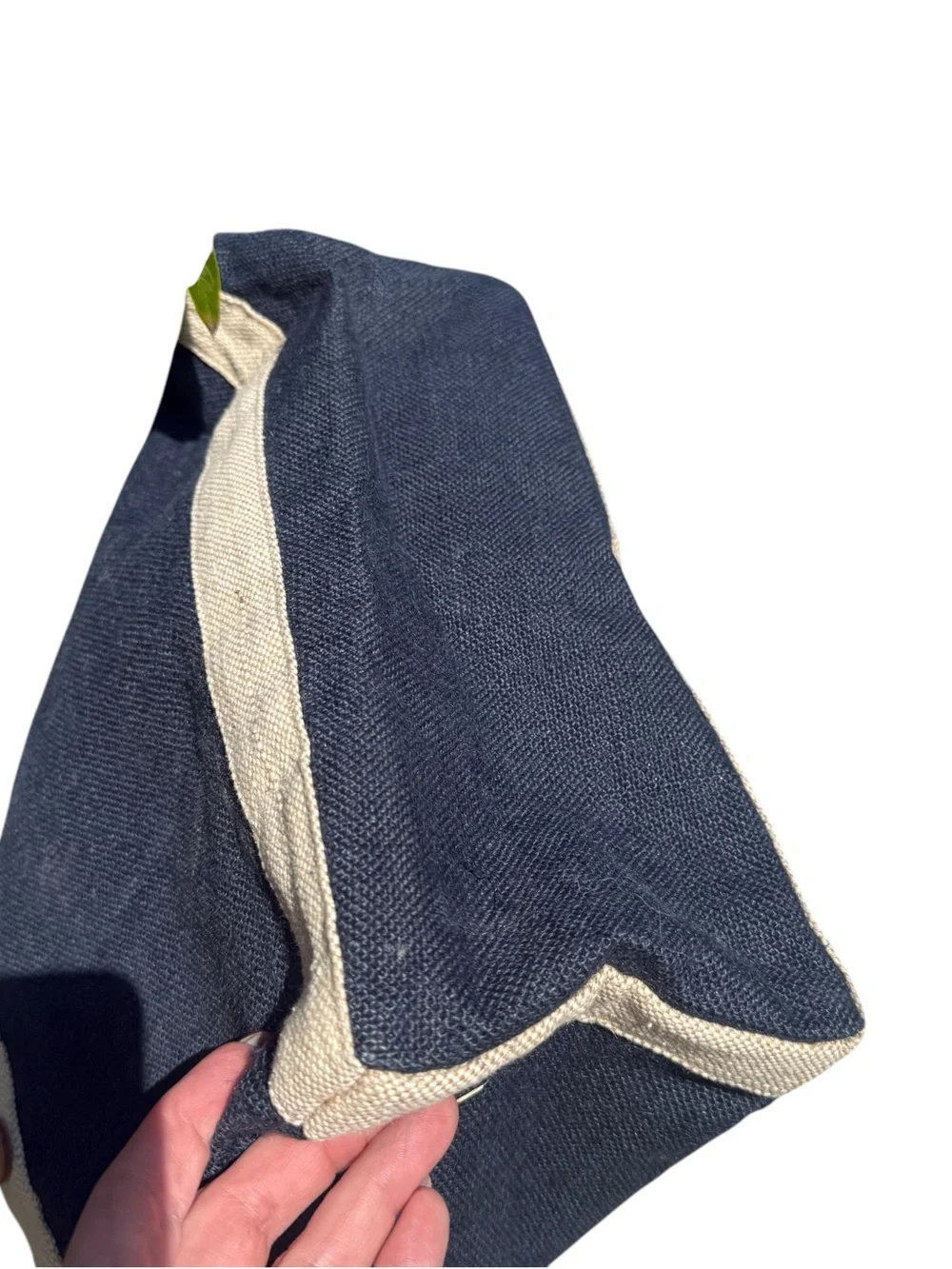Apolis The Breakers Palm Beach Navy Jute Leather Tote Coastal Resort Beach Bag